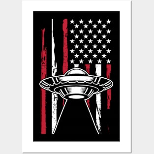 American flag alien ufo Posters and Art
